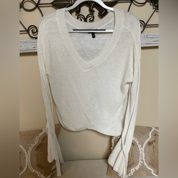 Express Sweaters - Express White Sweater Top with Fun Sleeves, Size xs